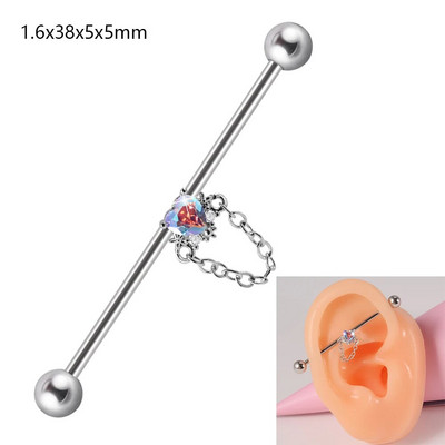 1 gab. Ķirurģiskā tērauda cirkona rūpnieciskā stienis jauks dzīvnieks, garais auss tilta auskars, šķērsvirziena sieviešu ķermeņa pīrsingu rotaslietas