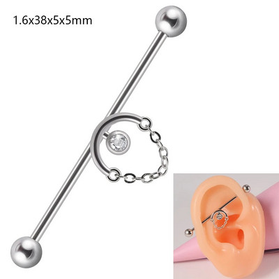 1 gab. Ķirurģiskā tērauda cirkona rūpnieciskā stienis jauks dzīvnieks, garais auss tilta auskars, šķērsvirziena sieviešu ķermeņa pīrsingu rotaslietas