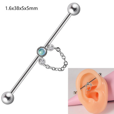 1 gab. Ķirurģiskā tērauda cirkona rūpnieciskā stienis jauks dzīvnieks, garais auss tilta auskars, šķērsvirziena sieviešu ķermeņa pīrsingu rotaslietas