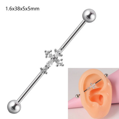 1 gab. Ķirurģiskā tērauda cirkona rūpnieciskā stienis jauks dzīvnieks, garais auss tilta auskars, šķērsvirziena sieviešu ķermeņa pīrsingu rotaslietas