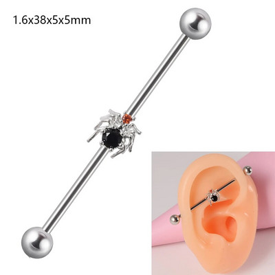 1 gab. Ķirurģiskā tērauda cirkona rūpnieciskā stienis jauks dzīvnieks, garais auss tilta auskars, šķērsvirziena sieviešu ķermeņa pīrsingu rotaslietas