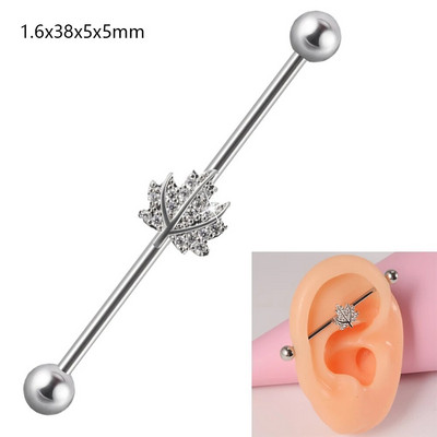 1 gab. Ķirurģiskā tērauda cirkona rūpnieciskā stienis jauks dzīvnieks, garais auss tilta auskars, šķērsvirziena sieviešu ķermeņa pīrsingu rotaslietas