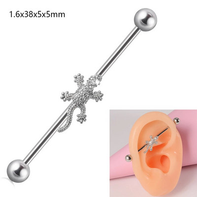 1 gab. Ķirurģiskā tērauda cirkona rūpnieciskā stienis jauks dzīvnieks, garais auss tilta auskars, šķērsvirziena sieviešu ķermeņa pīrsingu rotaslietas