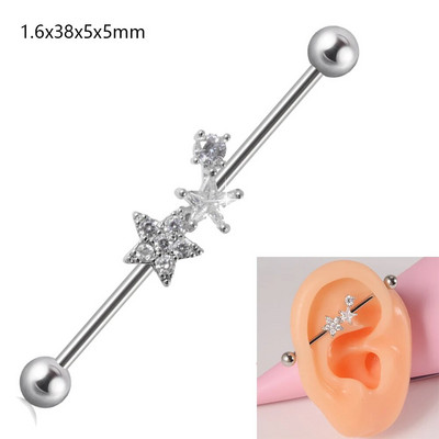 1 gab. Ķirurģiskā tērauda cirkona rūpnieciskā stienis jauks dzīvnieks, garais auss tilta auskars, šķērsvirziena sieviešu ķermeņa pīrsingu rotaslietas