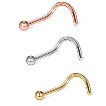 5 τμχ Εξωτερικού εμπορίου EBAY Hot Style Bent Nose Nail Fashion Contracted Golden Ball Nose Ring Αξεσουάρ διάτρησης από ανοξείδωτο χάλυβα