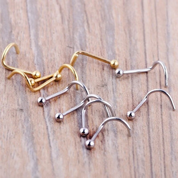 5 τμχ Εξωτερικού εμπορίου EBAY Hot Style Bent Nose Nail Fashion Contracted Golden Ball Nose Ring Αξεσουάρ διάτρησης από ανοξείδωτο χάλυβα