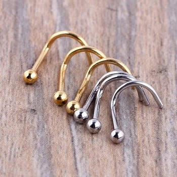 5 τμχ Εξωτερικού εμπορίου EBAY Hot Style Bent Nose Nail Fashion Contracted Golden Ball Nose Ring Αξεσουάρ διάτρησης από ανοξείδωτο χάλυβα