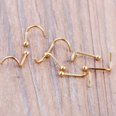 5Pcs Външна търговия EBAY Горещ стил Извити нокти за нос Модни договорени Златна топка Пръстен за нос Аксесоари за пункция от неръждаема стомана
