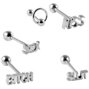 1PC Sexy Punk Tongue Piercing Δαχτυλίδι από ανοξείδωτο ατσάλι Unisex Kiss Body Barbell Rings Piercing Κοσμήματα