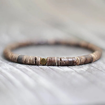 Μινιμαλιστικό βραχιόλι 4 χιλιοστών από φυσικό ξύλο για άνδρες Γυναικείες χάντρες βραχιόλι Ακανόνιστο Wenge Wood Brazalete Δώρο για αυτόν Αξεσουάρ Joyas
