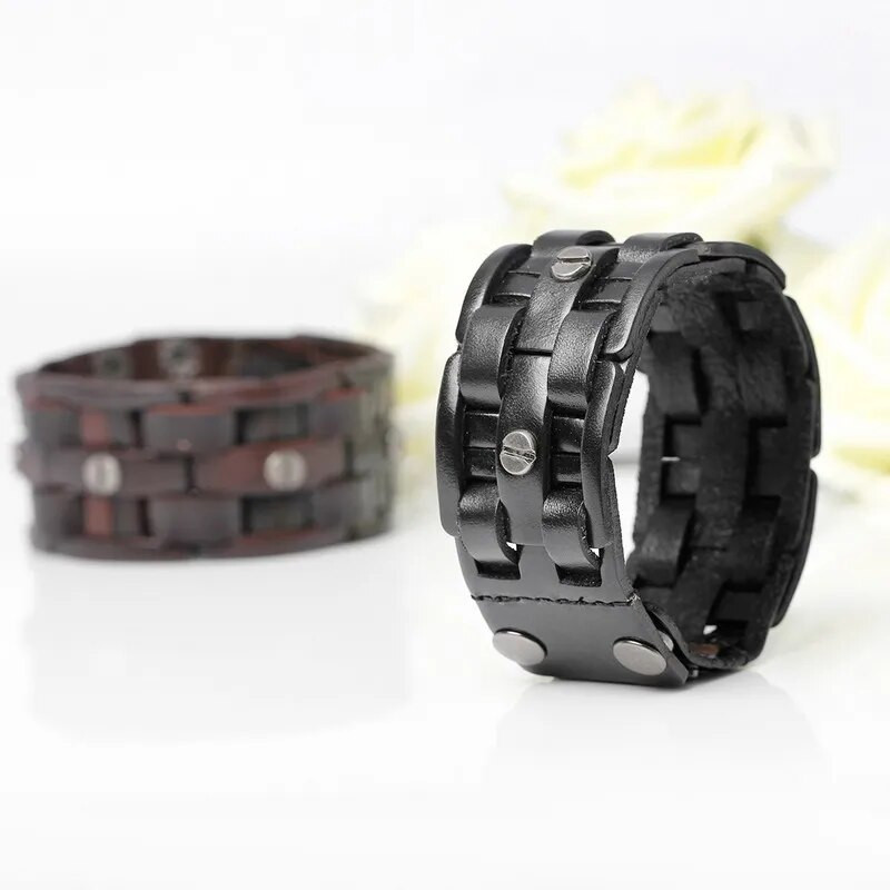 TYO New Fashion Kézzel szőtt Bandage Charm férfi karkötők Népszerű egyszerű mozaik borítás fekete bőr karperecek ékszerek.