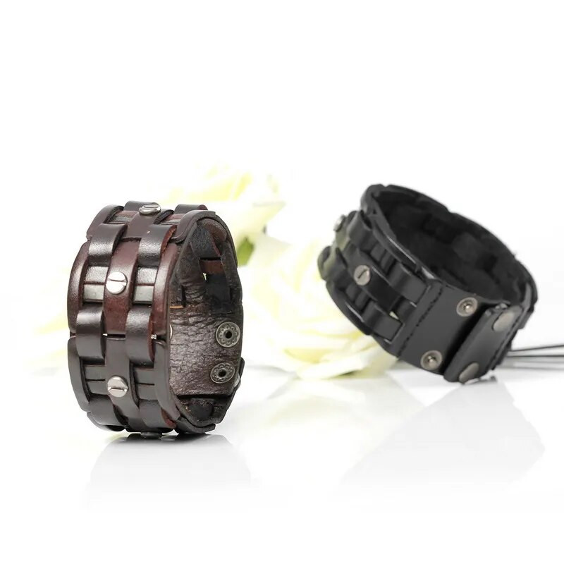 TYO New Fashion Kézzel szőtt Bandage Charm férfi karkötők Népszerű egyszerű mozaik borítás fekete bőr karperecek ékszerek.