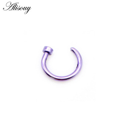 Alisouy 1gb jauns nerūsējošā tērauda panku saspraude uz viltus pīrsings ķermeņa deguna lūpu gredzeni unisex deguna gredzeni sieviešu starpsienas pīrsings rotaslietas