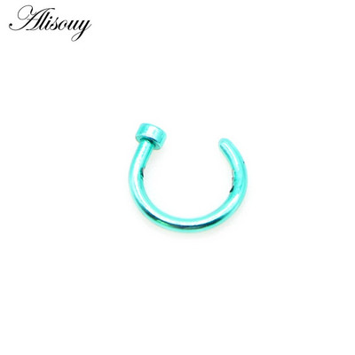 Alisouy 1gb jauns nerūsējošā tērauda panku saspraude uz viltus pīrsings ķermeņa deguna lūpu gredzeni unisex deguna gredzeni sieviešu starpsienas pīrsings rotaslietas