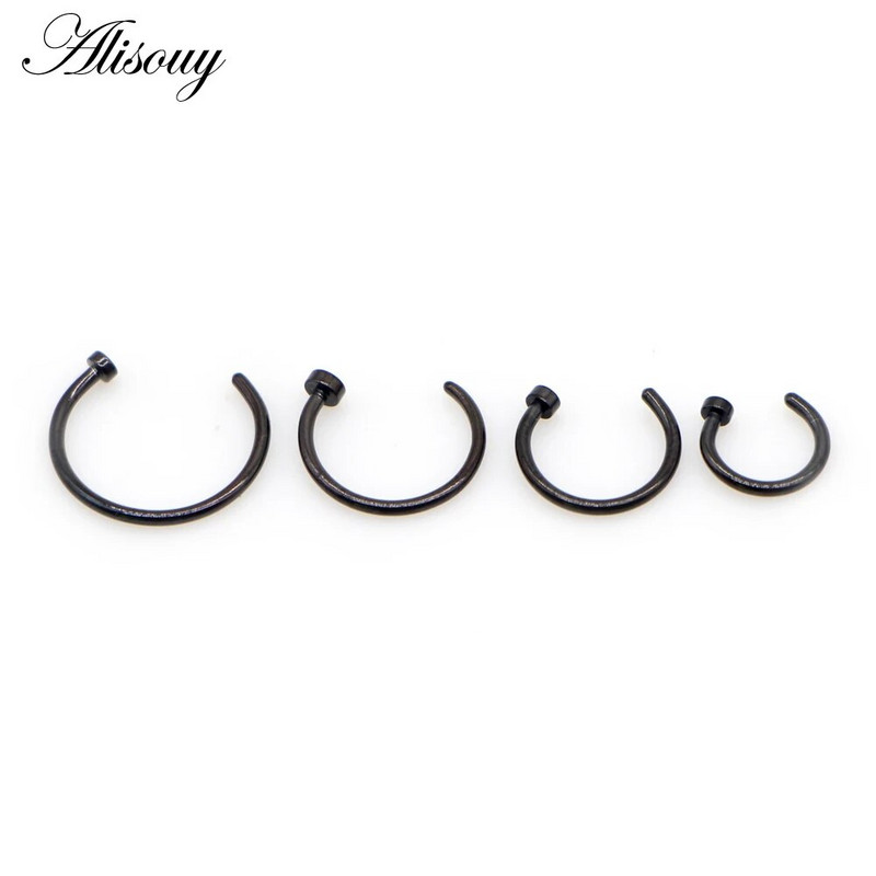 Alisouy 1gb jauns nerūsējošā tērauda panku saspraude uz viltus pīrsings ķermeņa deguna lūpu gredzeni unisex deguna gredzeni sieviešu starpsienas pīrsings rotaslietas