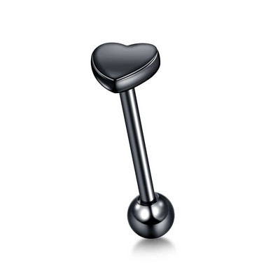 1 gab. Tērauda sirds un bumbiņas mēles stienis, stienis, mēles pīrsings.