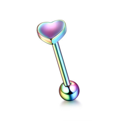 1 gab. Tērauda sirds un bumbiņas mēles stienis, stienis, mēles pīrsings.