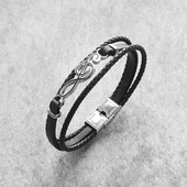 Klasična kožna narukvica Crna višeslojna pletena užad Gitara Visoki ključ Note Nakit Narukvica Rođendanski dar za oca muškaraca