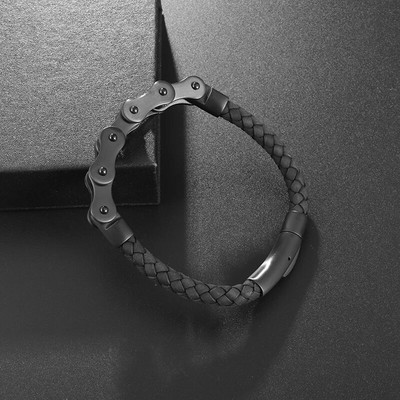 Klasična kožna narukvica Crna višeslojna pletena užad Gitara Visoki ključ Note Nakit Narukvica Rođendanski dar za oca muškaraca