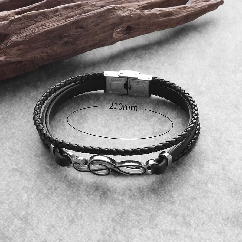Klasična kožna narukvica Crna višeslojna pletena užad Gitara Visoki ključ Note Nakit Narukvica Rođendanski dar za oca muškaraca