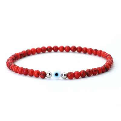 Noter New Fashion 4mm rokassprādze vīriešiem Turkey Evil Eyes Braslet Natural Red Howlite Lavas Stone Rokassprādze Kokosriekstu Pērlītes Brazalete