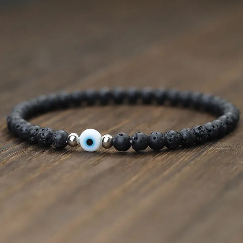 Noter New Fashion 4mm rokassprādze vīriešiem Turkey Evil Eyes Braslet Natural Red Howlite Lavas Stone Rokassprādze Kokosriekstu Pērlītes Brazalete