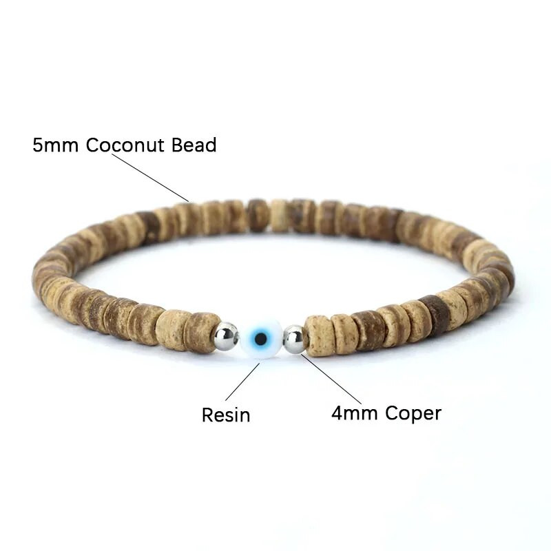 Noter New Fashion 4mm rokassprādze vīriešiem Turkey Evil Eyes Braslet Natural Red Howlite Lavas Stone Rokassprādze Kokosriekstu Pērlītes Brazalete