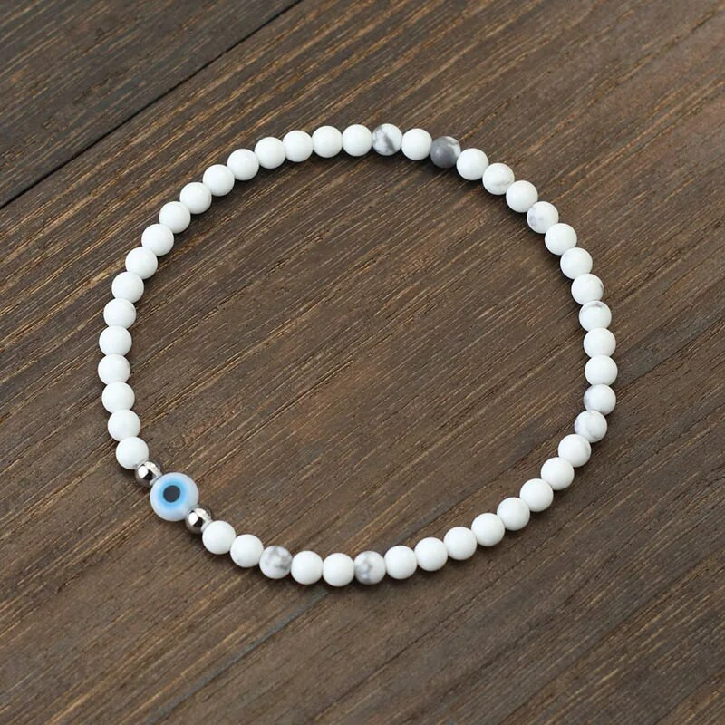 Noter New Fashion 4mm rokassprādze vīriešiem Turkey Evil Eyes Braslet Natural Red Howlite Lavas Stone Rokassprādze Kokosriekstu Pērlītes Brazalete