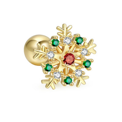 1 gab Ziemassvētku Snow Star Stud Stud Auskari Izsmalcināti Cirkona Skrūvējams Ball Helix Septum Pīrsings ķermeņa rotaslietas sievietēm Hiphop/Rock