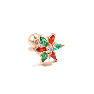 1 gab Ziemassvētku Snow Star Stud Stud Auskari Izsmalcināti Cirkona Skrūvējams Ball Helix Septum Pīrsings ķermeņa rotaslietas sievietēm Hiphop/Rock