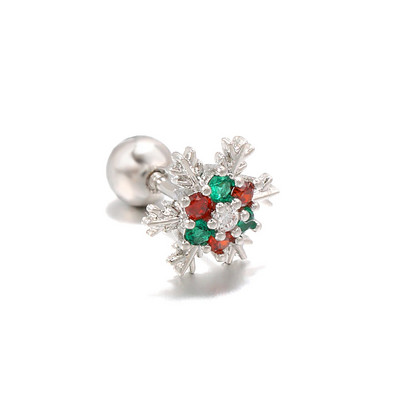 1 gab Ziemassvētku Snow Star Stud Stud Auskari Izsmalcināti Cirkona Skrūvējams Ball Helix Septum Pīrsings ķermeņa rotaslietas sievietēm Hiphop/Rock