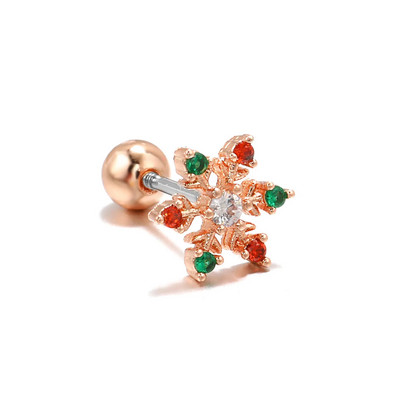 1 gab Ziemassvētku Snow Star Stud Stud Auskari Izsmalcināti Cirkona Skrūvējams Ball Helix Septum Pīrsings ķermeņa rotaslietas sievietēm Hiphop/Rock