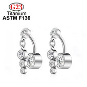 Ķirurģiskā tērauda G23 ASTM F136 titāna spīļu pīrsings ar perforāciju sievietēm, kristāla cirkona nabas gredzens, ķermeņa rotaslietas