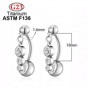 Хирургическа стомана G23 ASTM F136 титанов нокът пиърсинг перфорация дамски кристален циркон пръстен на пъпа бижута за тяло