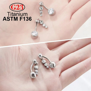 Хирургическа стомана G23 ASTM F136 титанов нокът пиърсинг перфорация дамски кристален циркон пръстен на пъпа бижута за тяло