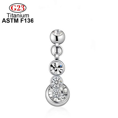 Ķirurģiskā tērauda G23 ASTM F136 titāna spīļu pīrsings ar perforāciju sievietēm, kristāla cirkona nabas gredzens, ķermeņa rotaslietas