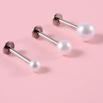 3 τμχ Μικτά 3 & 4 & 5 χιλιοστά Pearl Ear Lip Studs Χόνδρος Helix Lobe Conch Piercing Πέταλο Barbell Πάνω σκουλαρίκια Daith Piercings