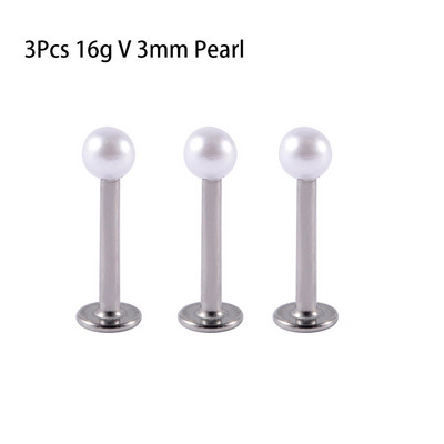 3Gb jaukti 3&4&5mm pērļu ausu lūpu kniedes skrimslis Helix daivas gliemežnīcas pīrsings pakavs stienis augšējie auskari Daith pīrsingi