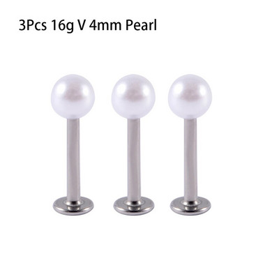 3Gb jaukti 3&4&5mm pērļu ausu lūpu kniedes skrimslis Helix daivas gliemežnīcas pīrsings pakavs stienis augšējie auskari Daith pīrsingi