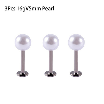 3Gb jaukti 3&4&5mm pērļu ausu lūpu kniedes skrimslis Helix daivas gliemežnīcas pīrsings pakavs stienis augšējie auskari Daith pīrsingi