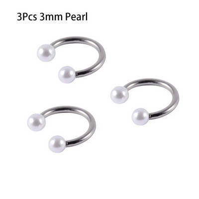 3Gb jaukti 3&4&5mm pērļu ausu lūpu kniedes skrimslis Helix daivas gliemežnīcas pīrsings pakavs stienis augšējie auskari Daith pīrsingi