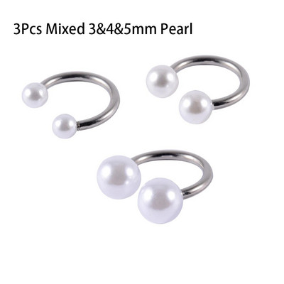 3Gb jaukti 3&4&5mm pērļu ausu lūpu kniedes skrimslis Helix daivas gliemežnīcas pīrsings pakavs stienis augšējie auskari Daith pīrsingi