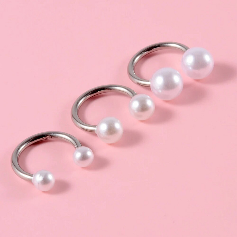3Gb jaukti 3&4&5mm pērļu ausu lūpu kniedes skrimslis Helix daivas gliemežnīcas pīrsings pakavs stienis augšējie auskari Daith pīrsingi