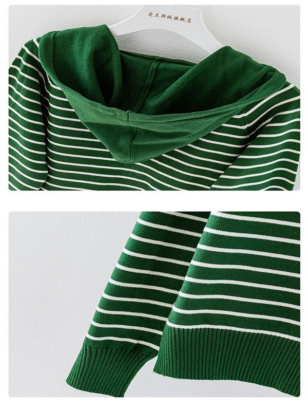 Svītras džemperis ar kapuci Sieviešu džemperi, liela izmēra 4xl, plāni jaciņa topi Jauni ikdienas trikotāžas apģērba blūze ar vienrindu Malhas Gilet