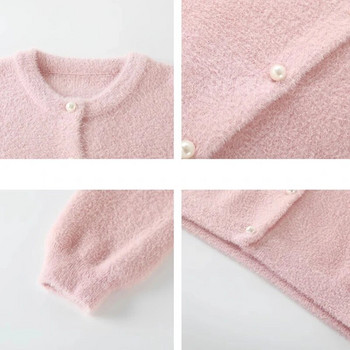 Пуловер от имитация на норка Дамска корейска тънка плюшена плетка с О-образно деколте Къси топове Ежедневни трикотажни жилетки Якета Меки палта Malhas