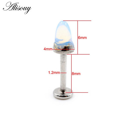 Alisouy 1 τεμ. από ανοξείδωτο ατσάλι Πέτρινος κώνος 16G Tragus Helix Bar Labret Lip Rings Stud Cartilage Ear Earring Piercings Body Jewelry