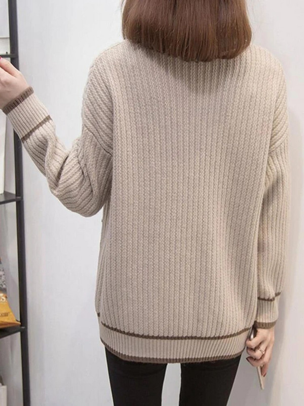 Корейски пуловер Жилетка Якета Дамски меки плетени палта Ежедневни свободни средна дължина Malhas Gilet Есен Зима Трикотаж Casaco