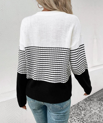 Нов дамски пуловер на райета за есента и зимата на 2023 г
