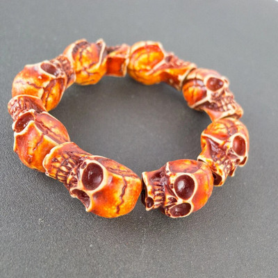 Skull Carving vīriešu rokassprādzes ierobežojums Jaka kaula materiāls Kaulu māksla Vintage rokassprādzes vīriešiem #GZ403