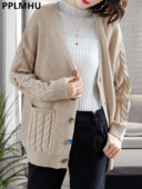 Μεγάλο μέγεθος 4xl παλτό ζακέτα για γυναίκες Κομψά νέα φαρδιά πλεκτά μπουφάν Casual πλεκτά με V λαιμόκοψη Gilet τοπ μακρυμάνικα Malhas Casaco